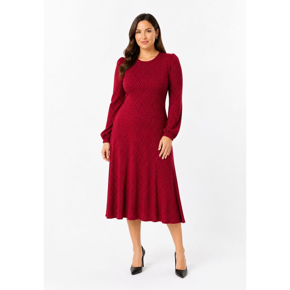 Boden Camille Puff Sleeve Long Sleeve Dress Red 12